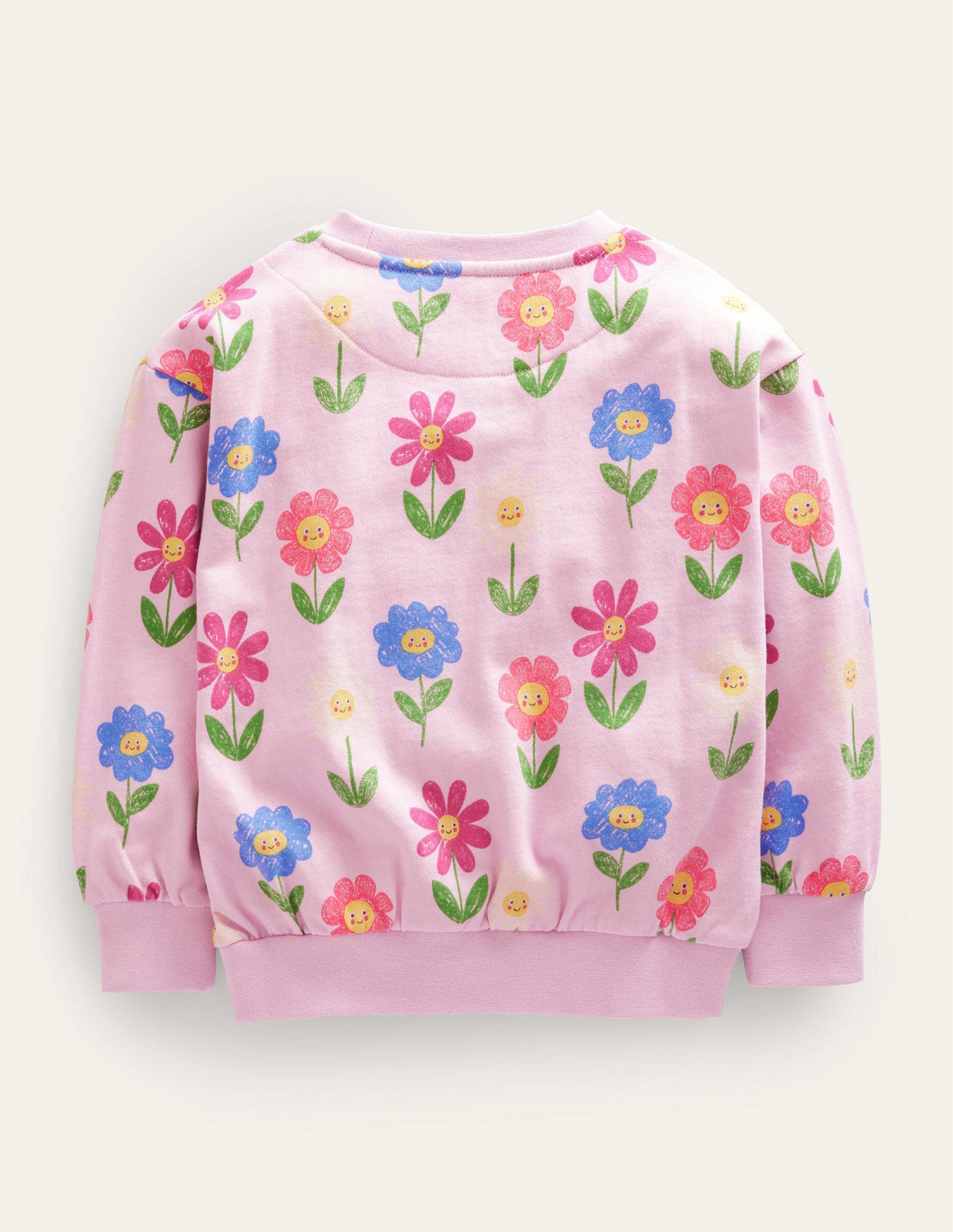 Relaxed Printed Sweatshirt-Winsome Pink Flowers-2