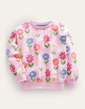 Relaxed Printed Sweatshirt-Winsome Pink Flowers
