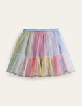 Printed Tiered Tulle Skirt-Ombre