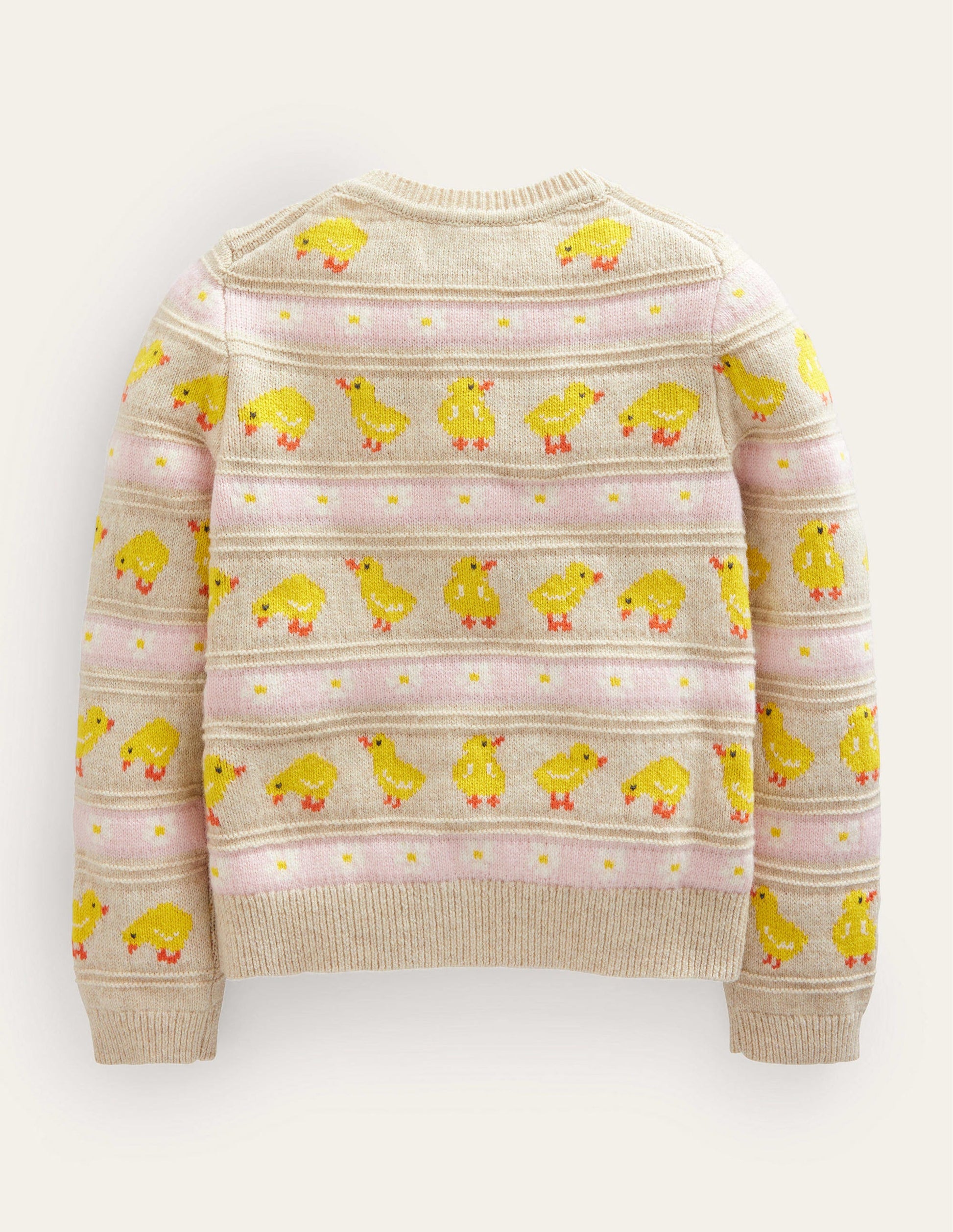 Fair Isle knitted Cardigan-Ecru Marl Chicks-2