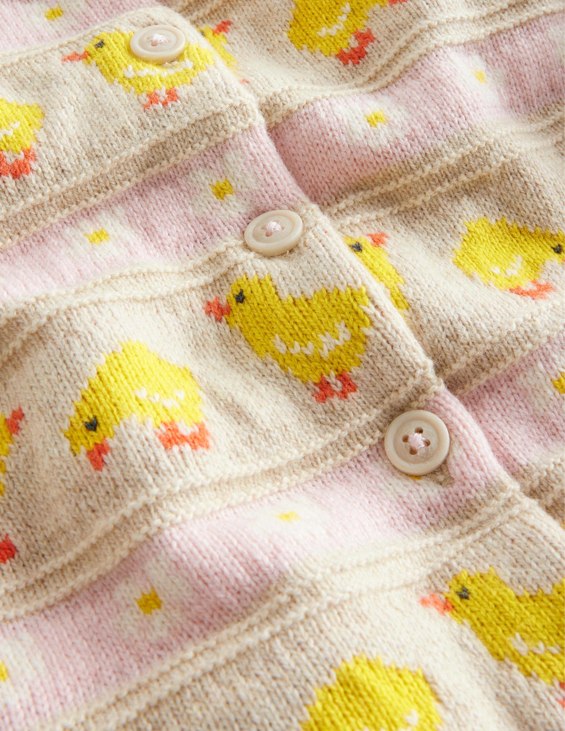 Fair Isle knitted Cardigan-Ecru Marl Chicks-3
