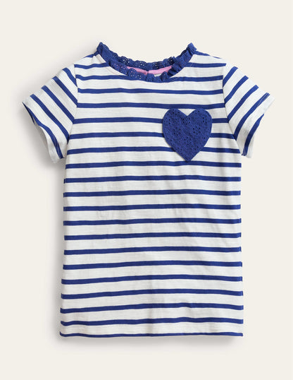 Broderie Pocket T-shirt-Starboard Blue/Ivory-1