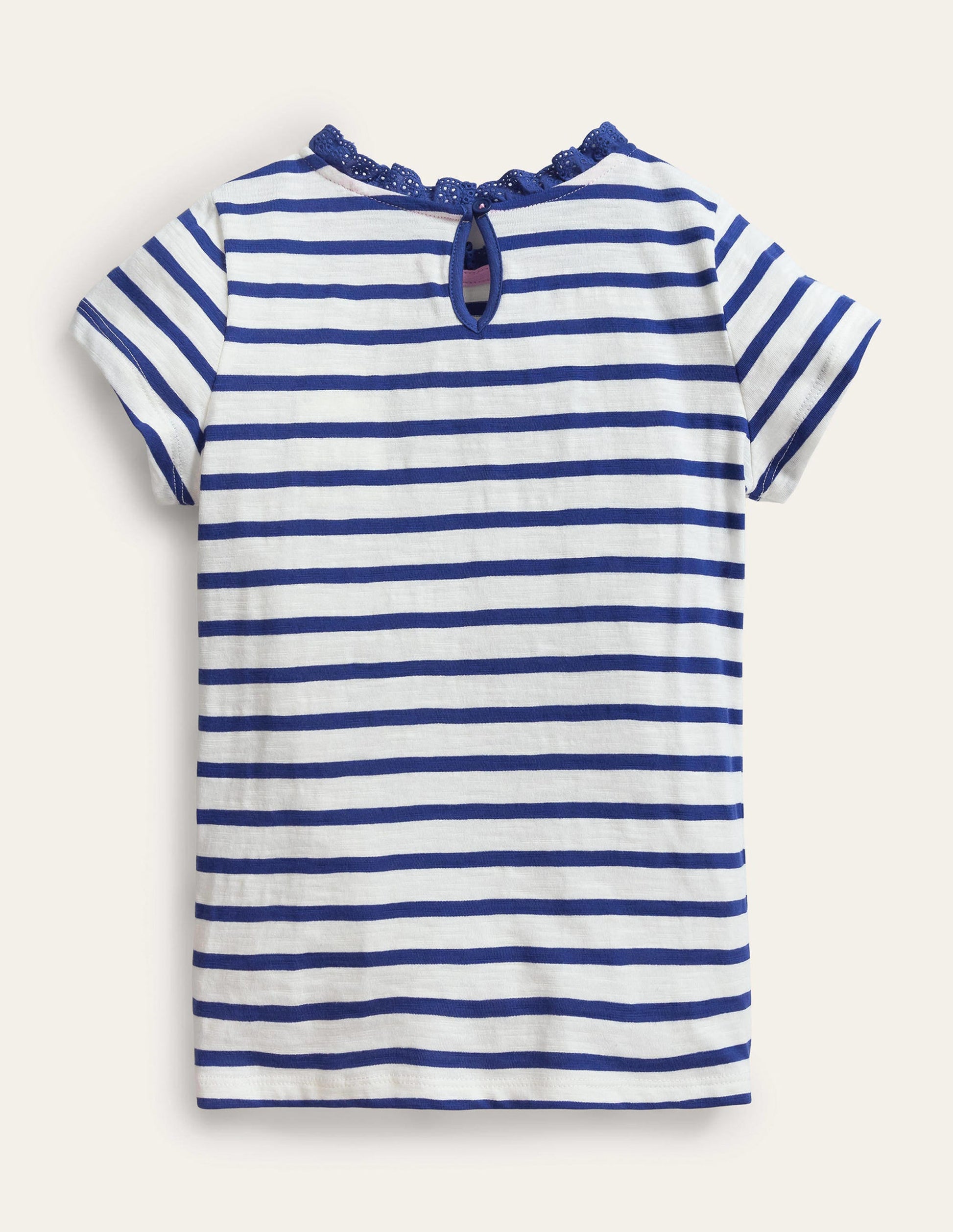 Broderie Pocket T-shirt-Starboard Blue/Ivory-2