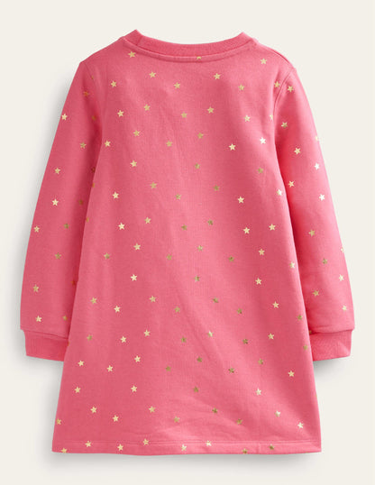 Cosy Appliqué Sweatshirt Dress-Blush Pink Arctic Animals-2