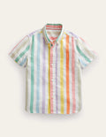 Cotton Linen Shirt-Buttercup and Csarite Rainbow