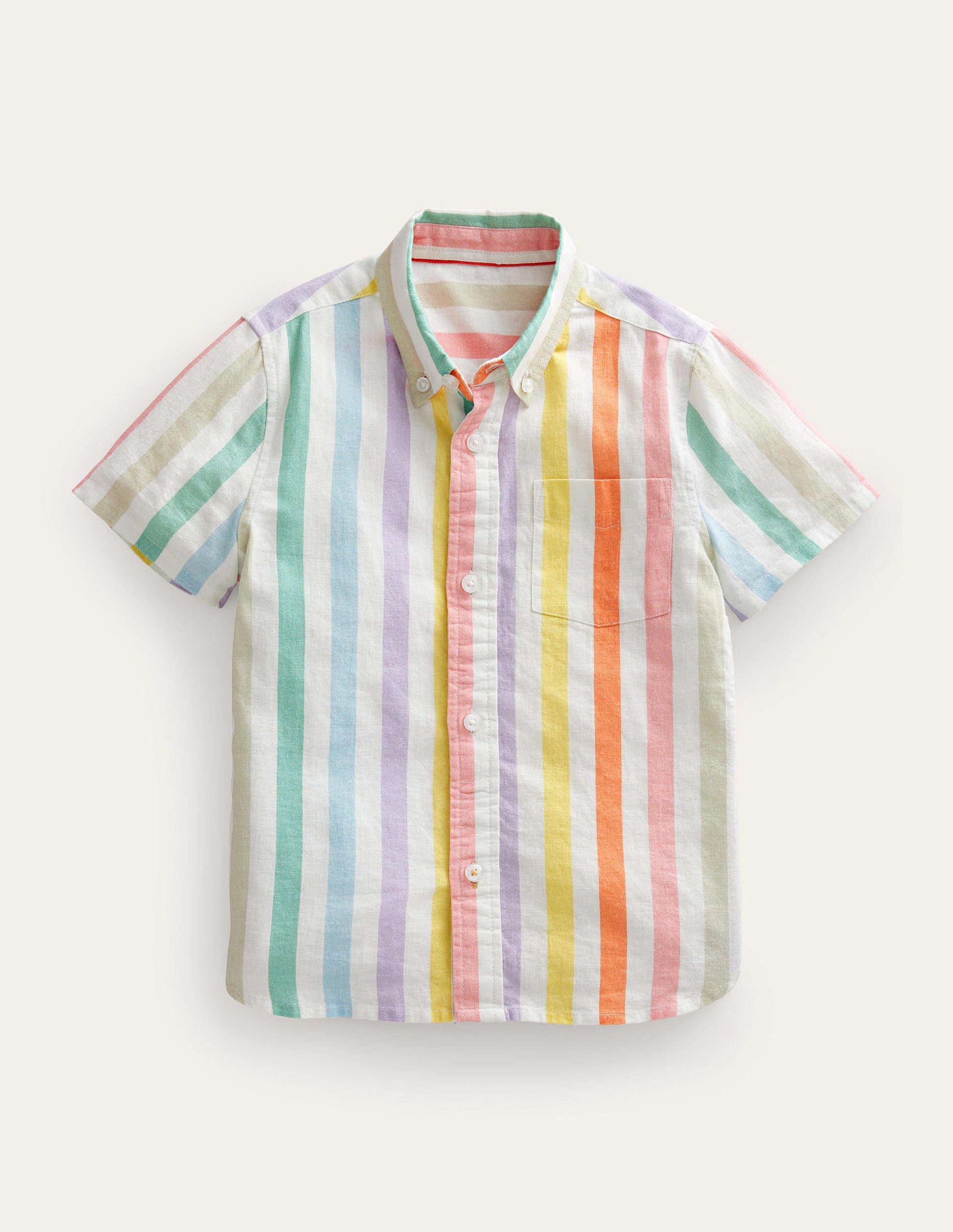 Cotton Linen Shirt-Buttercup and Csarite Rainbow-1