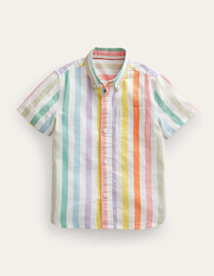 Cotton Linen Shirt-Buttercup and Csarite Rainbow-1