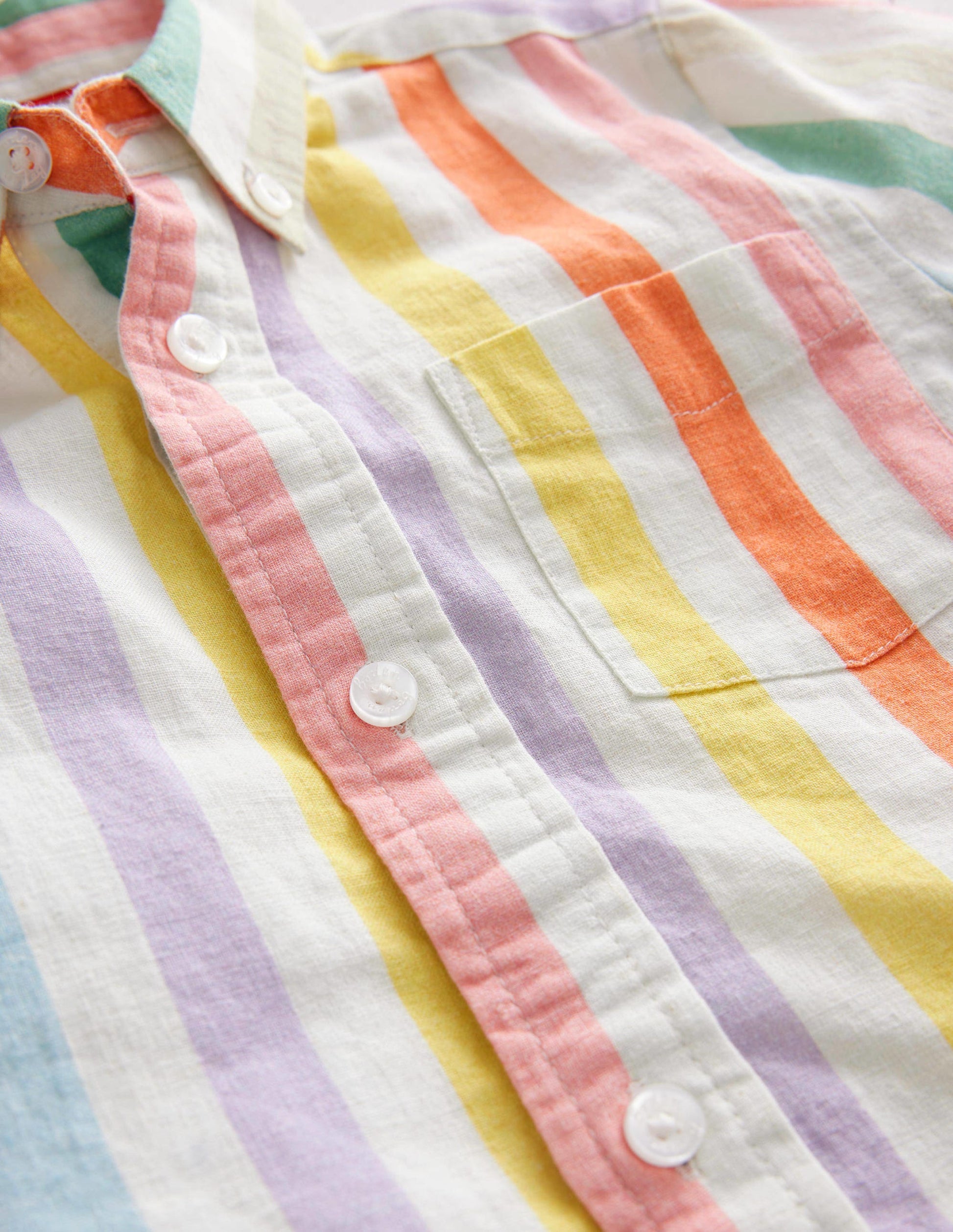 Cotton Linen Shirt-Buttercup and Csarite Rainbow-3