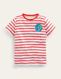 Towelling Logo T-shirt-Ivory/Red