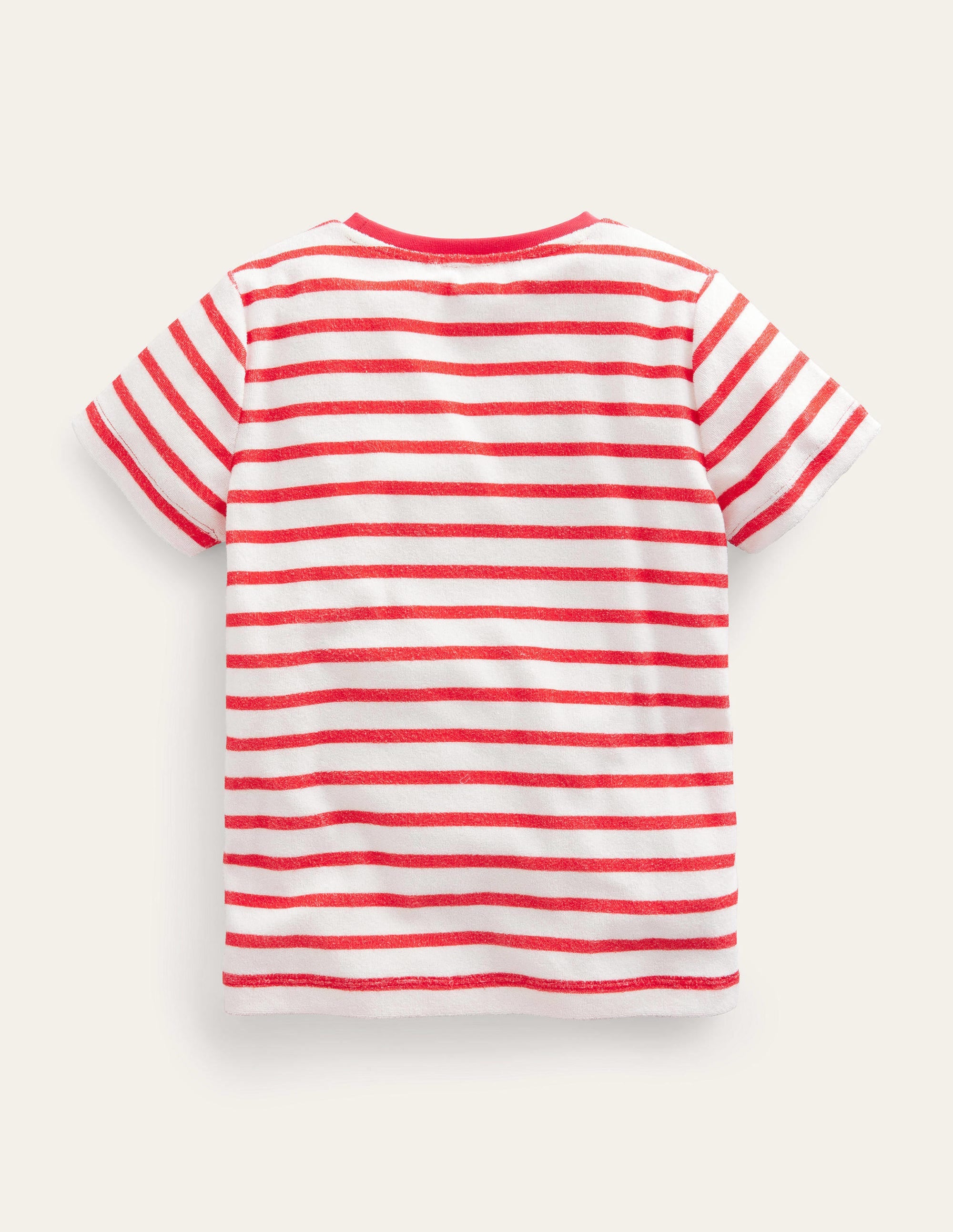 Towelling Logo T-shirt-Ivory/Red - Image 2