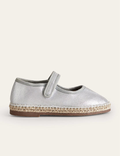 Canvas Trim Espadrilles-Metallic Silver-1