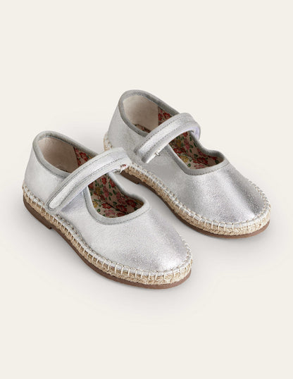 Canvas Trim Espadrilles-Metallic Silver-2