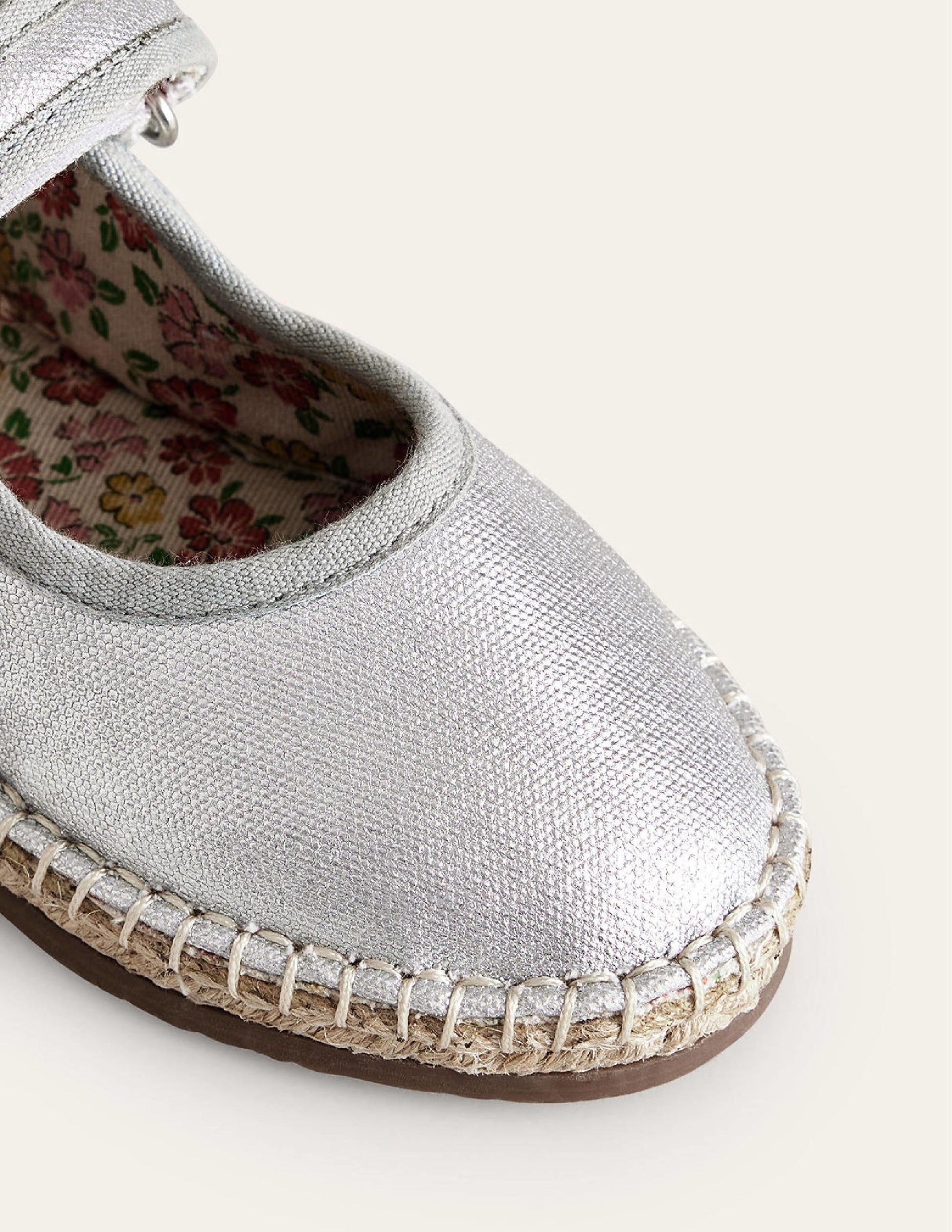 Canvas Trim Espadrilles-Metallic Silver-3