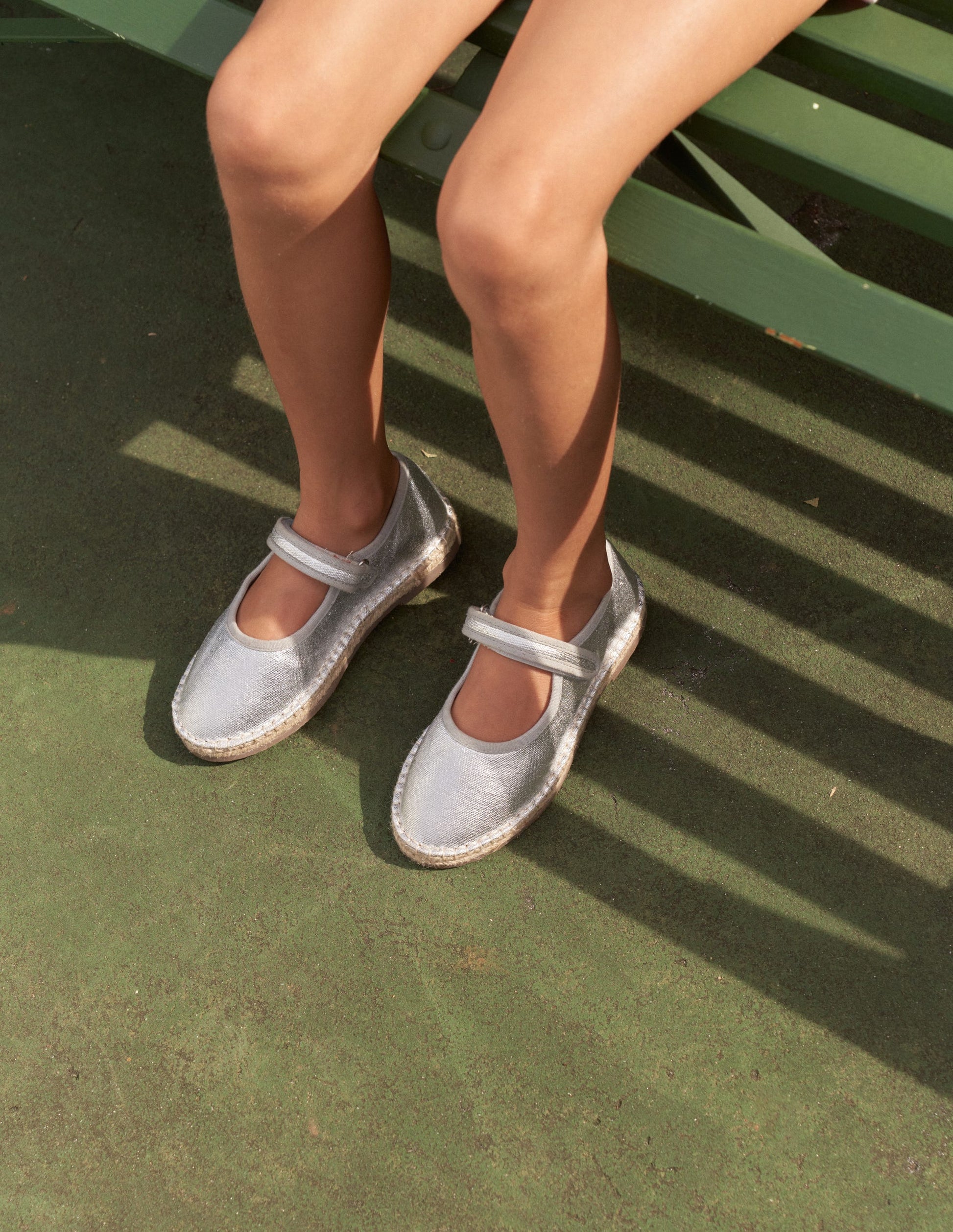 Canvas Trim Espadrilles-Metallic Silver-4