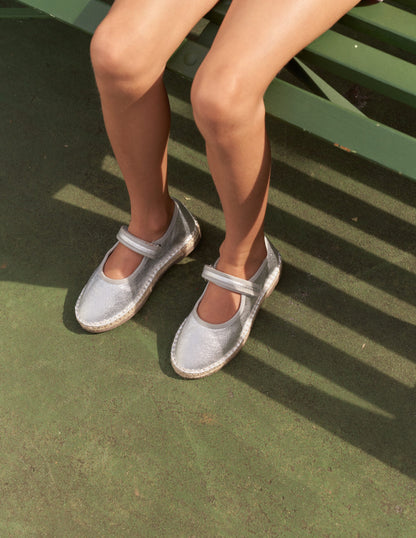Canvas Trim Espadrilles-Metallic Silver-4