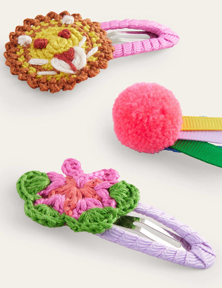 3 Pack Hair Clips-Multi Animals