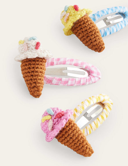 3 Pack Hair Clips-Gingham Ice Creams