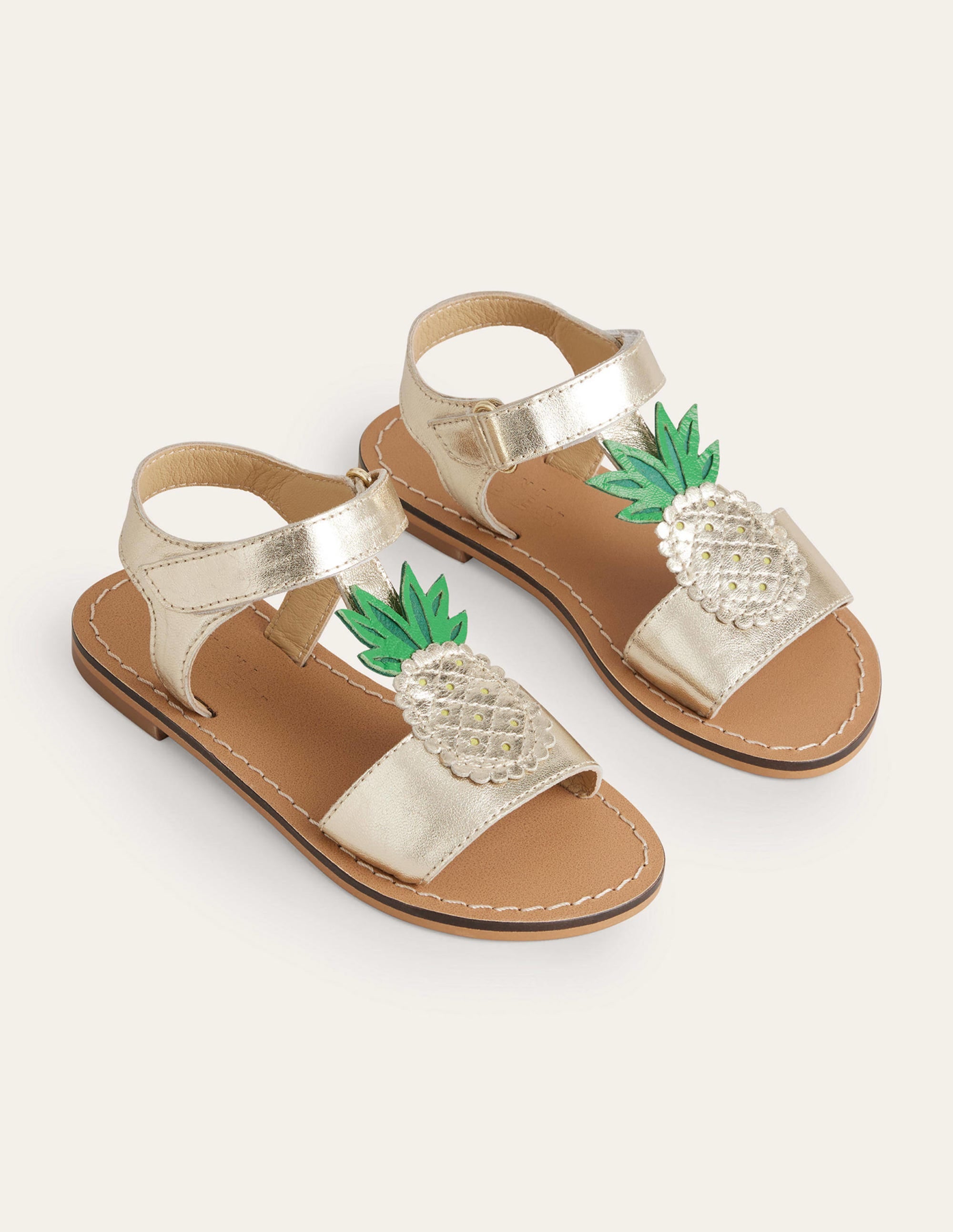 Novelty Sandals-Gold Metallic Pineapple - Image 2