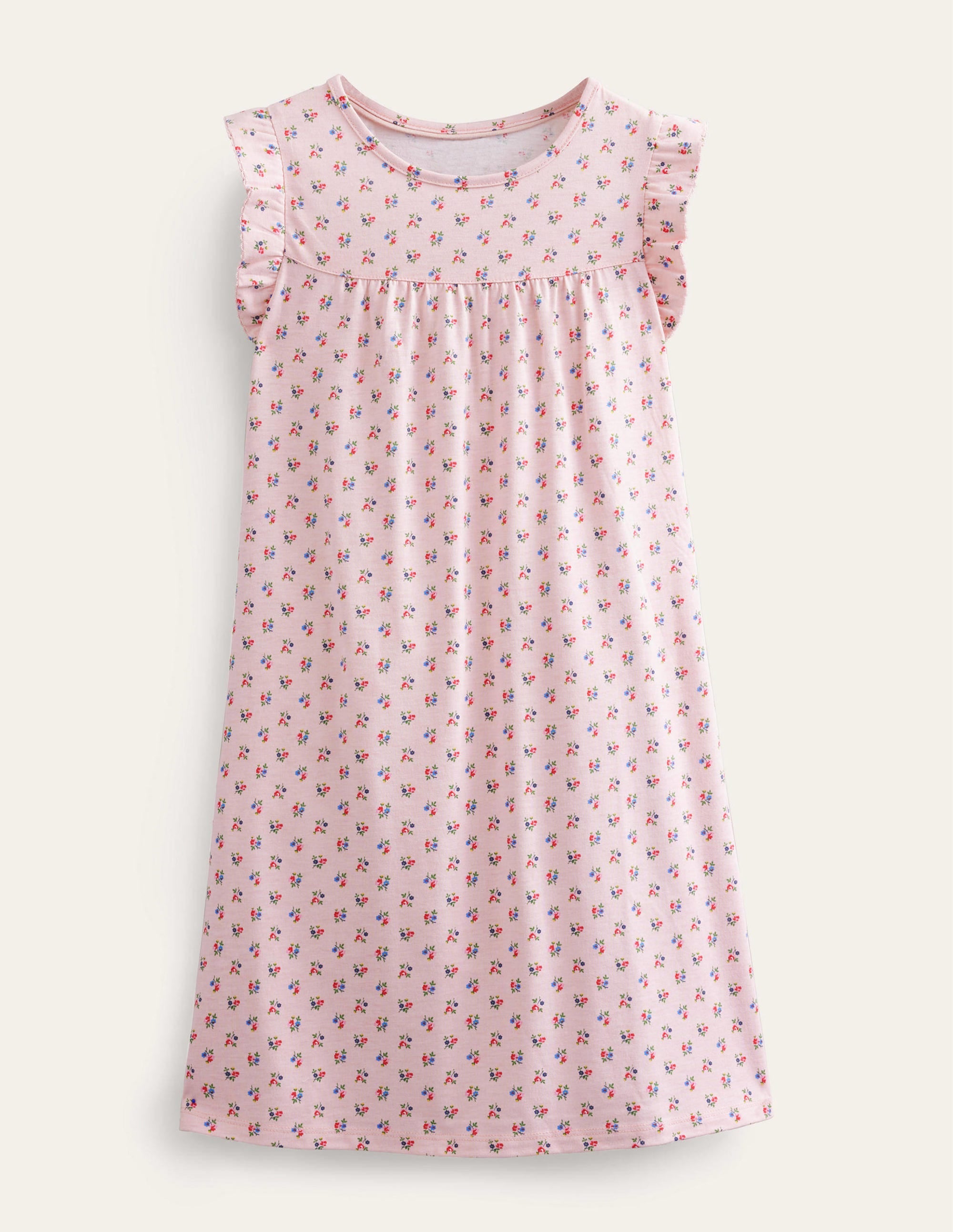 Printed Short-sleeved Nightie-Provence Dusty Pink Floral - Image 1