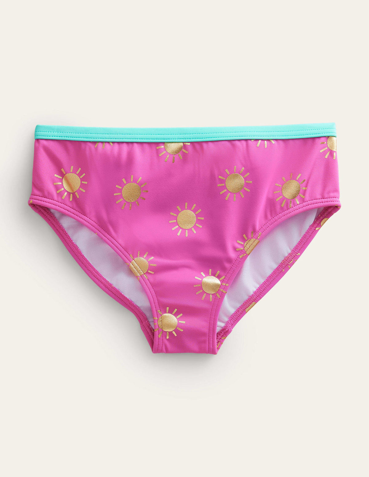 Patterned Bikini Bottoms-Tickled Pink Gold Foil Suns - Image 1