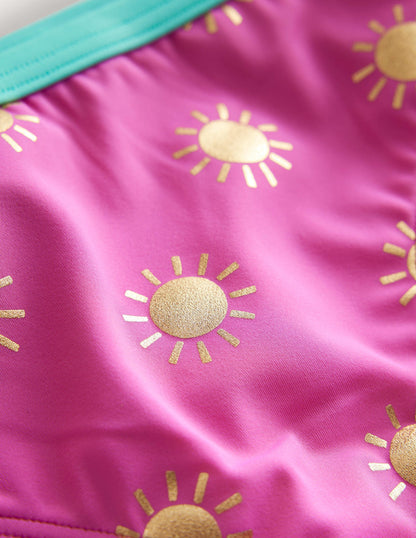 Patterned Bikini Bottoms-Tickled Pink Gold Foil Suns