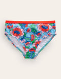 Patterned Bikini Bottoms-Red Poppy Spring Time Floral