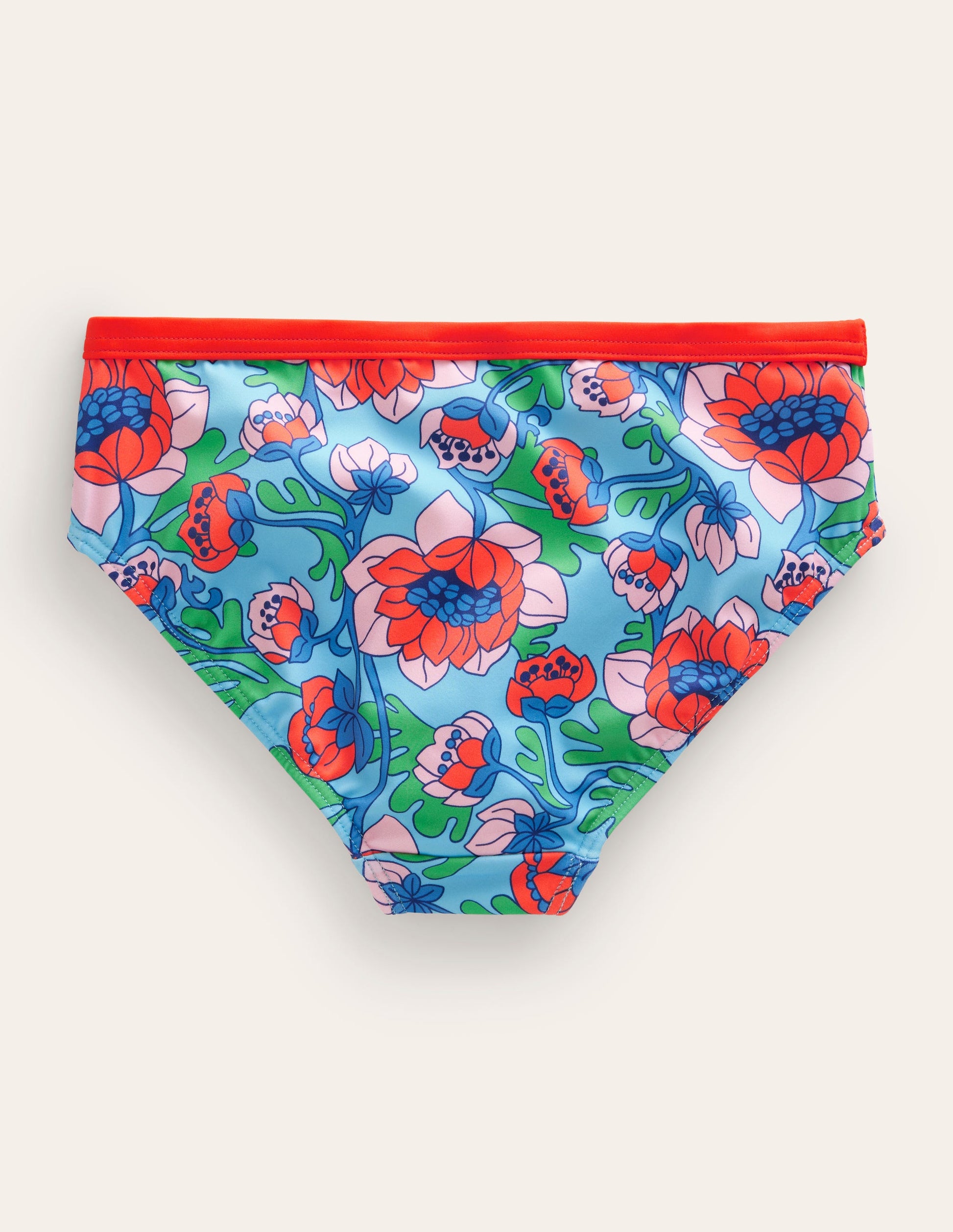 Patterned Bikini Bottoms-Red Poppy Spring Time Floral-2