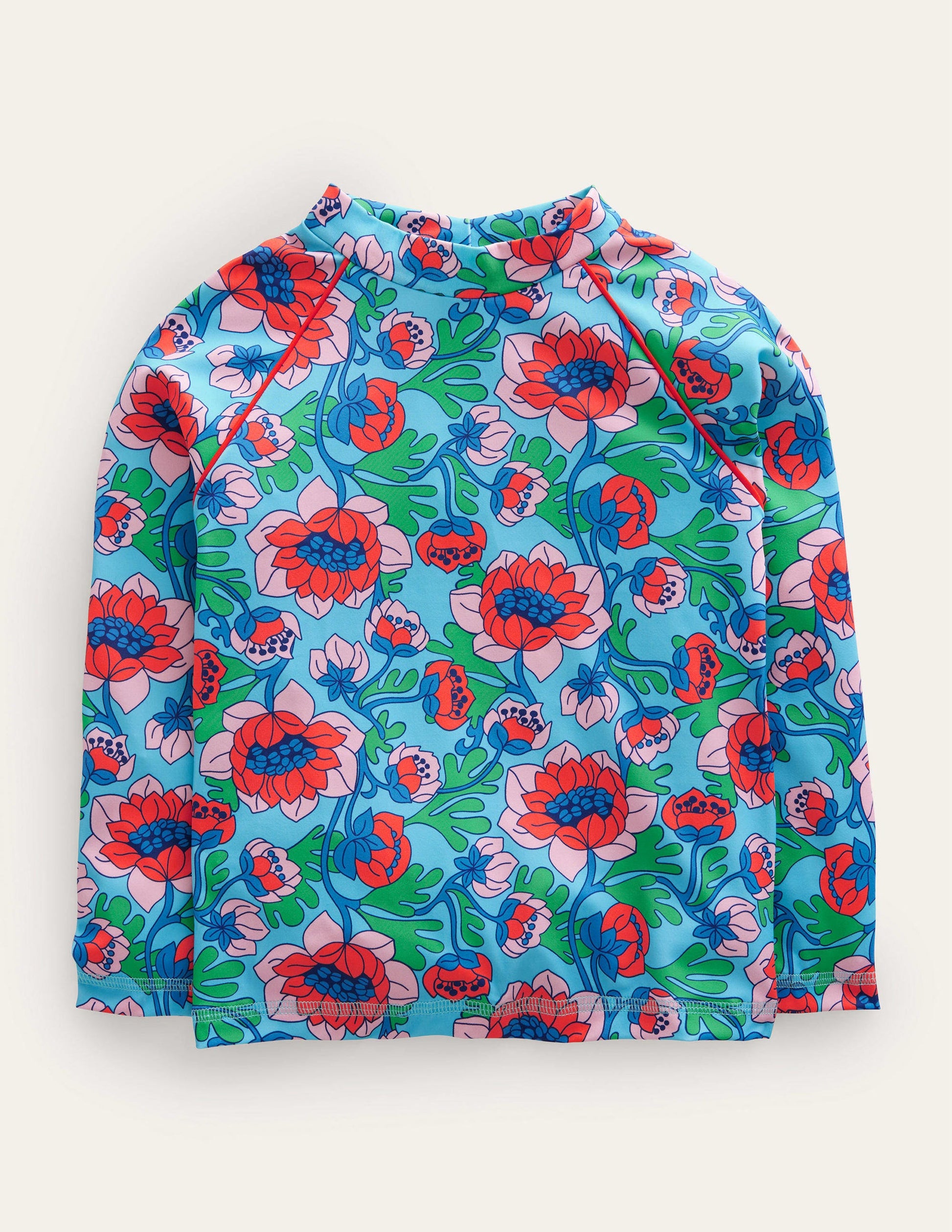 Patterned Rash Vest-Red Poppy Spring Time Floral-1