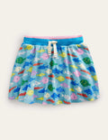 Printed Jersey Skort-Aqua Sea Blue Fish