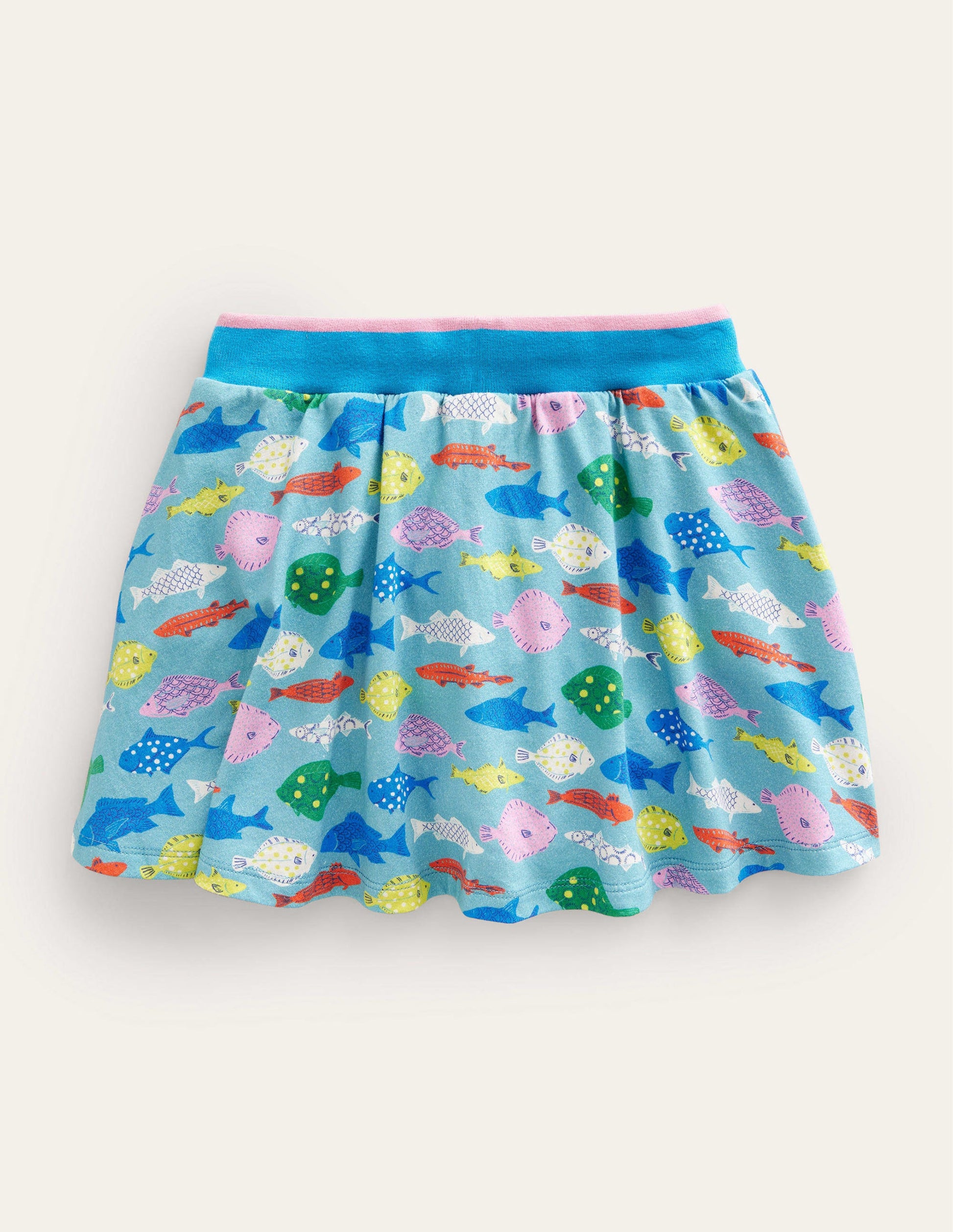 Printed Jersey Skort-Aqua Sea Blue Fish-2