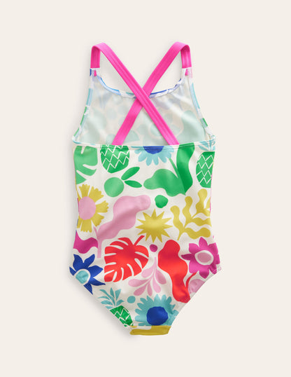 Cross-back Printed Swimsuit-Multi Geo-2