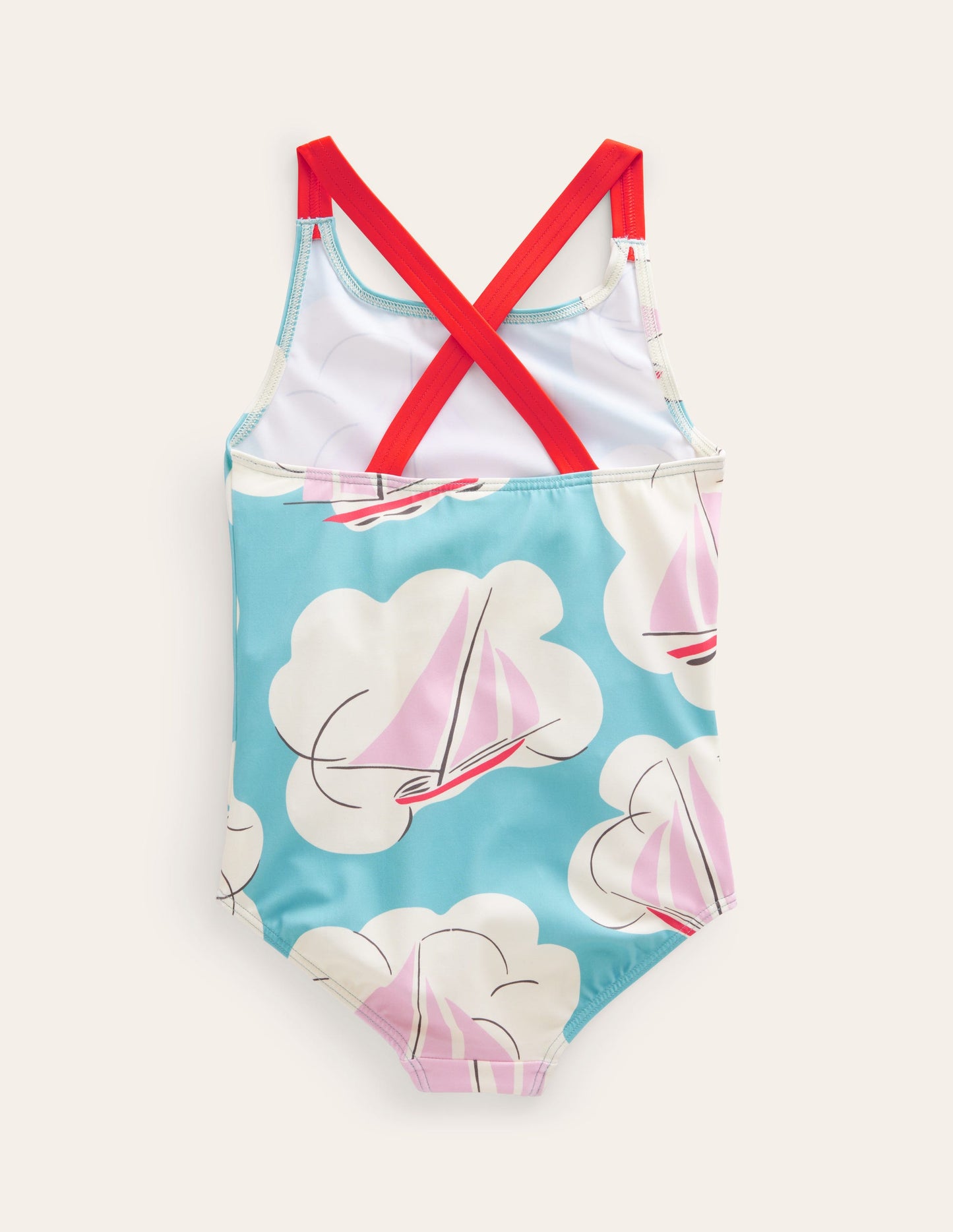 Cross-back Printed Swimsuit-Yacht Print