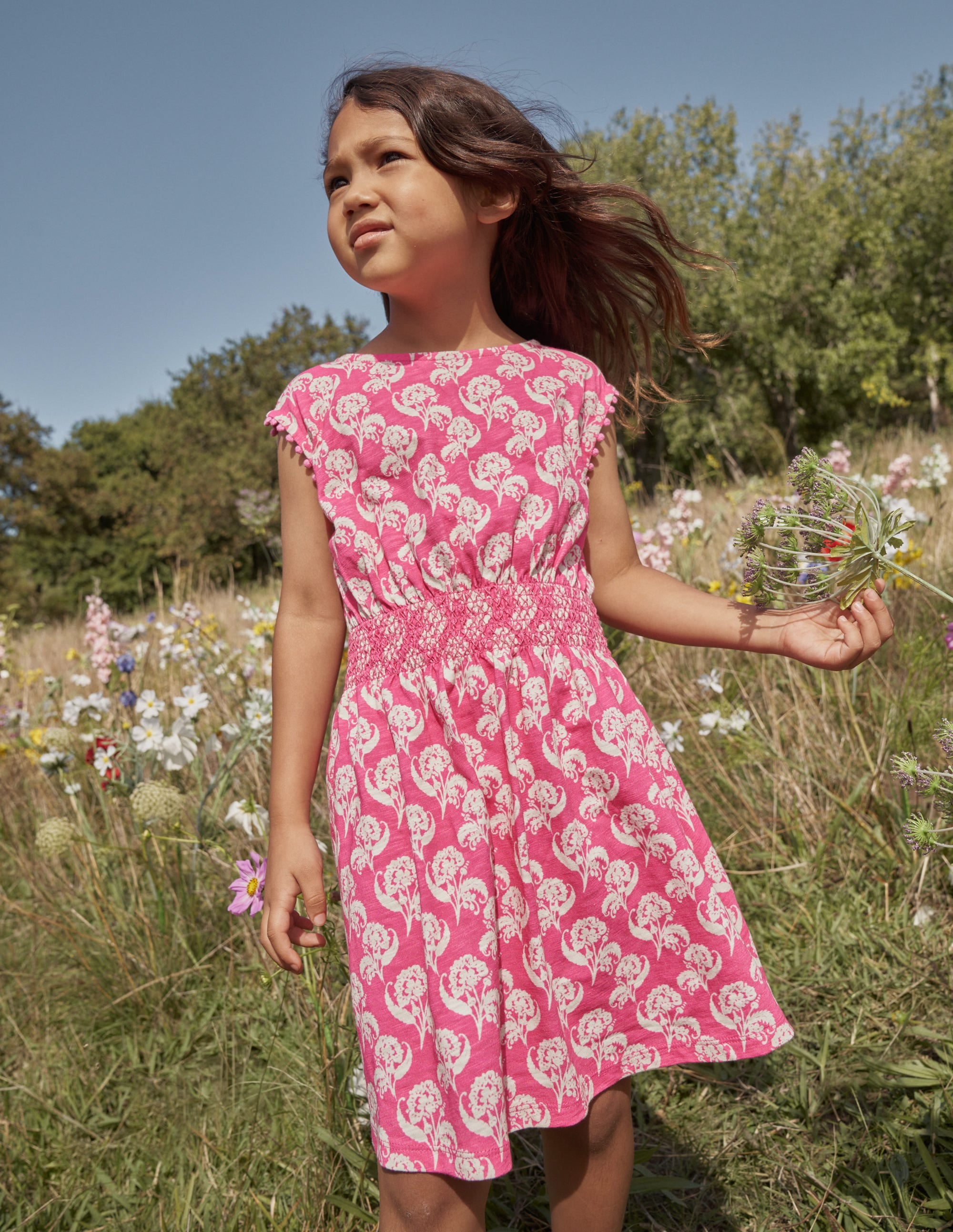 Printed Holiday Dress-Plum Blossom Floral Stamp - Image 4