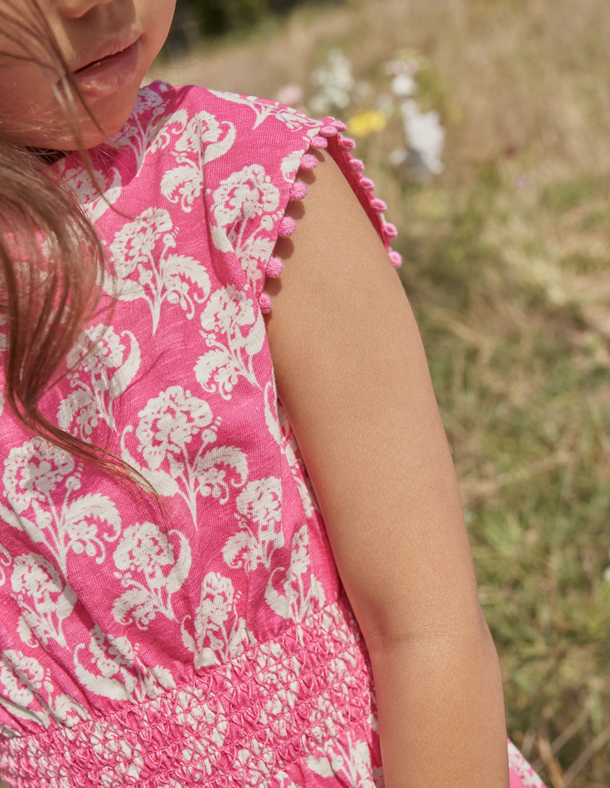 Printed Holiday Dress-Plum Blossom Floral Stamp - Image 5