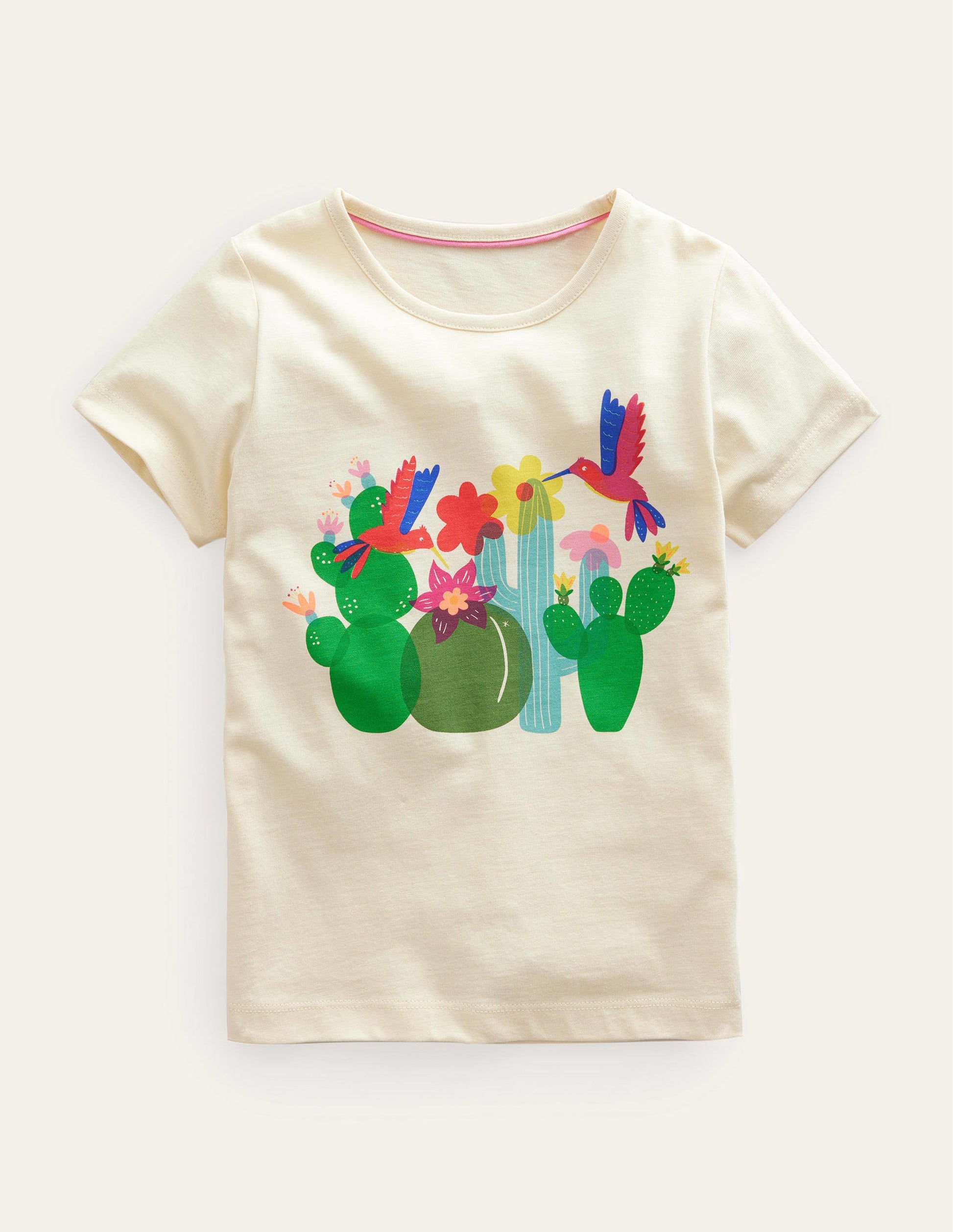Printed Graphic T-Shirt-Dorset Cream Birds-1