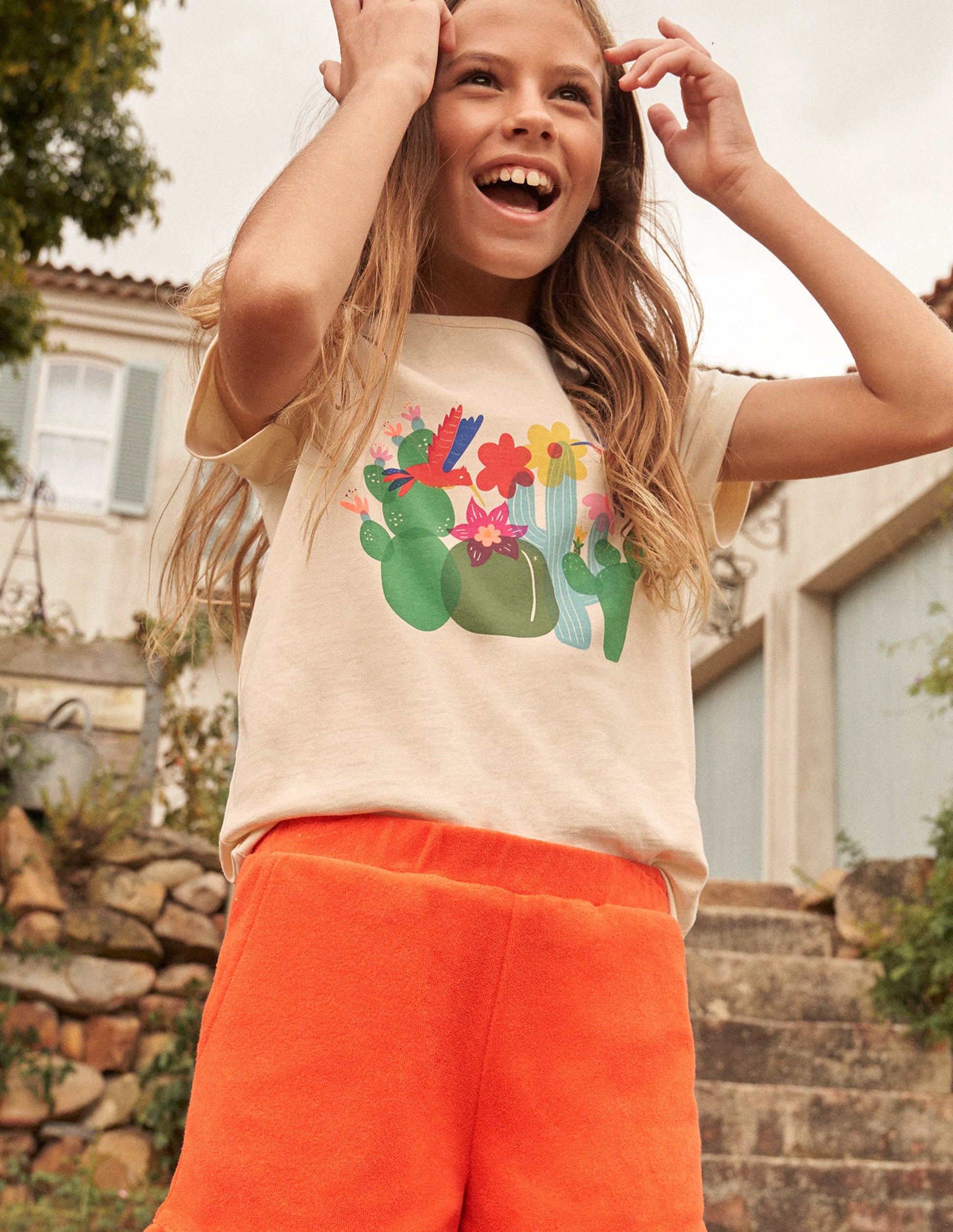 Printed Graphic T-Shirt-Dorset Cream Birds-4