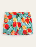 Printed Towelling Shorts-Aqua Blue Oranges