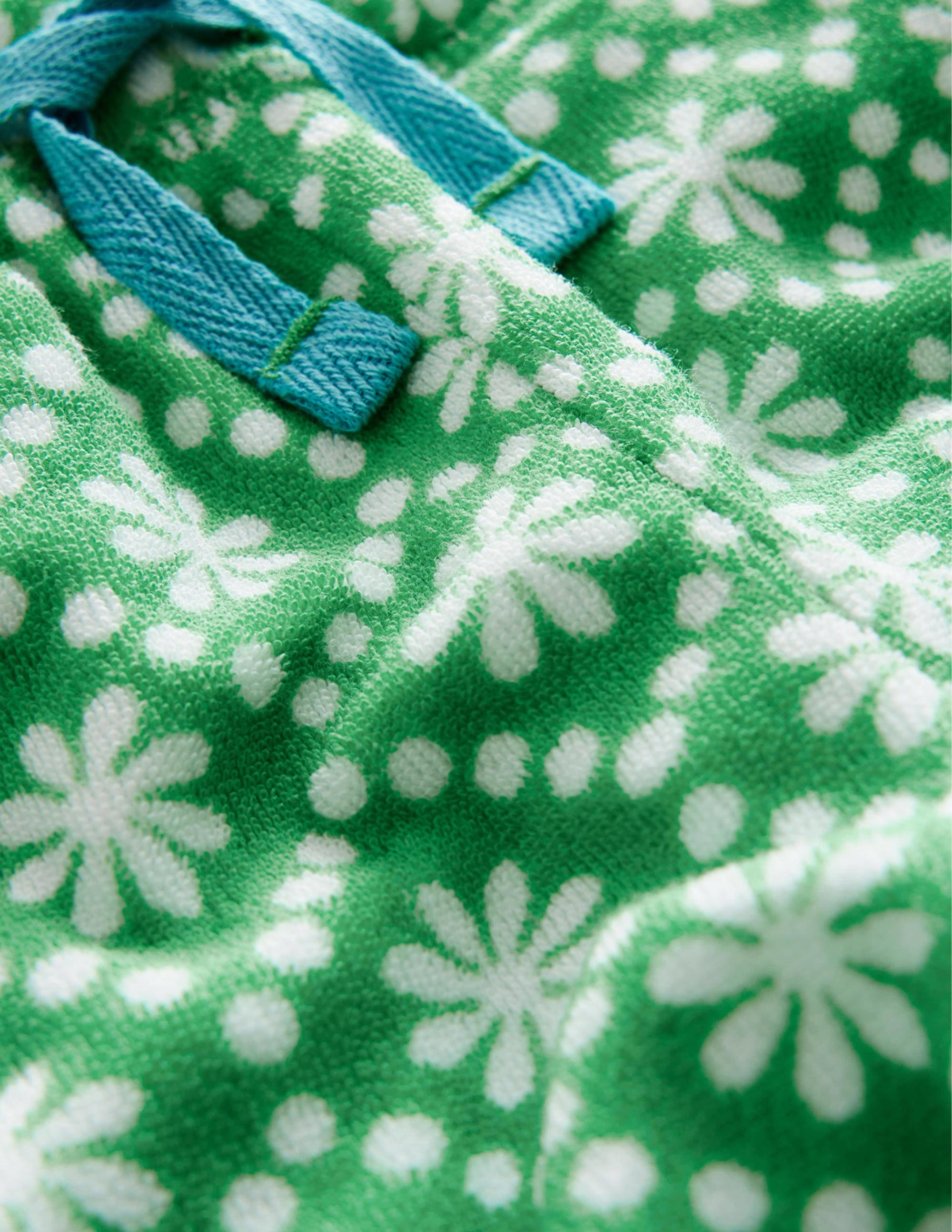 Printed Towelling Shorts-School Green Daisies - Image 3