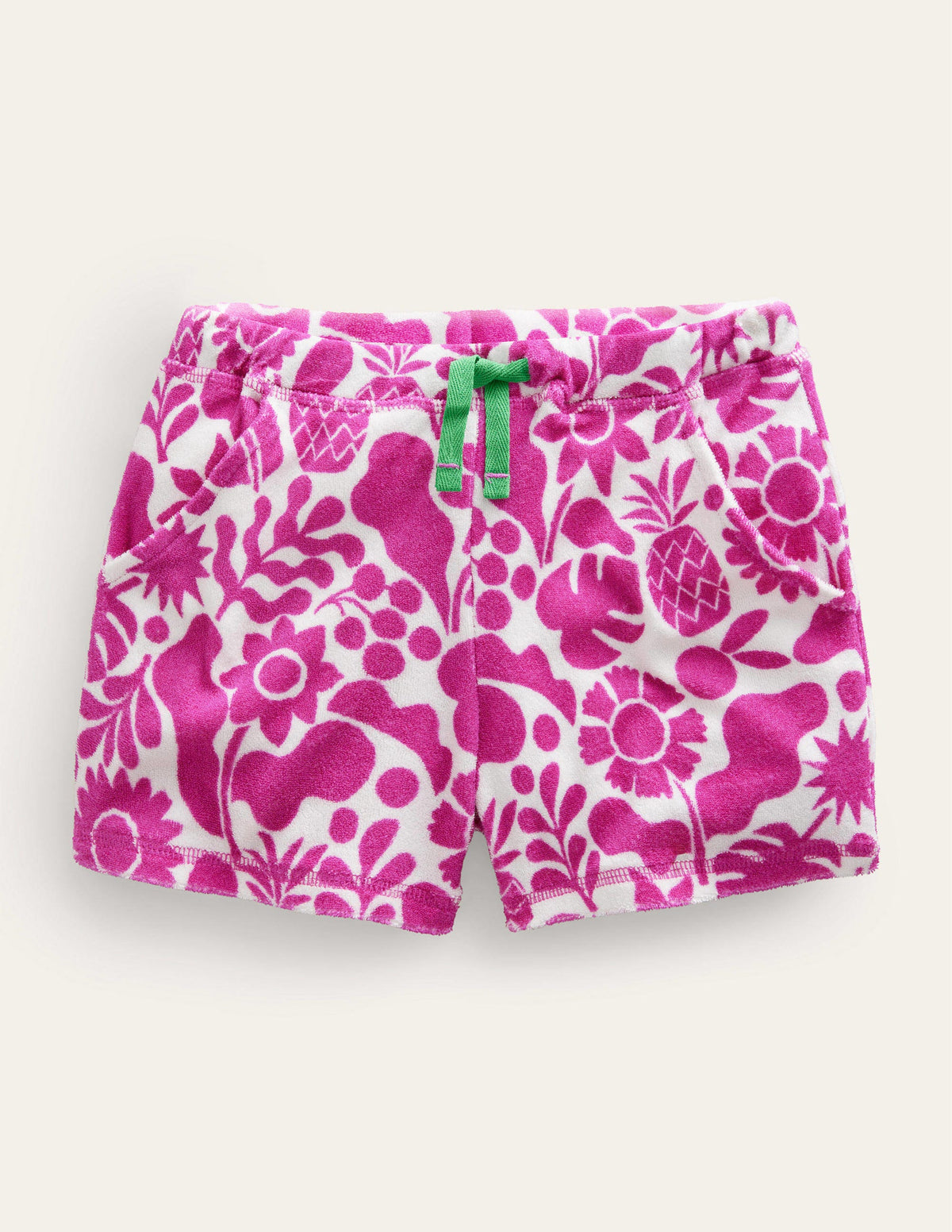 Printed Towelling Shorts-Amazing Pink Holiday Floral - Image 1