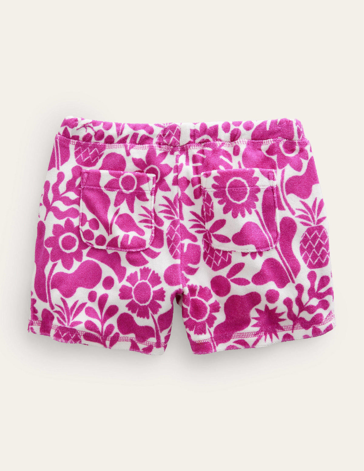 Printed Towelling Shorts-Amazing Pink Holiday Floral - Image 2