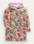 Pattern Towelling Beach Dress-Aqua Blue Oranges