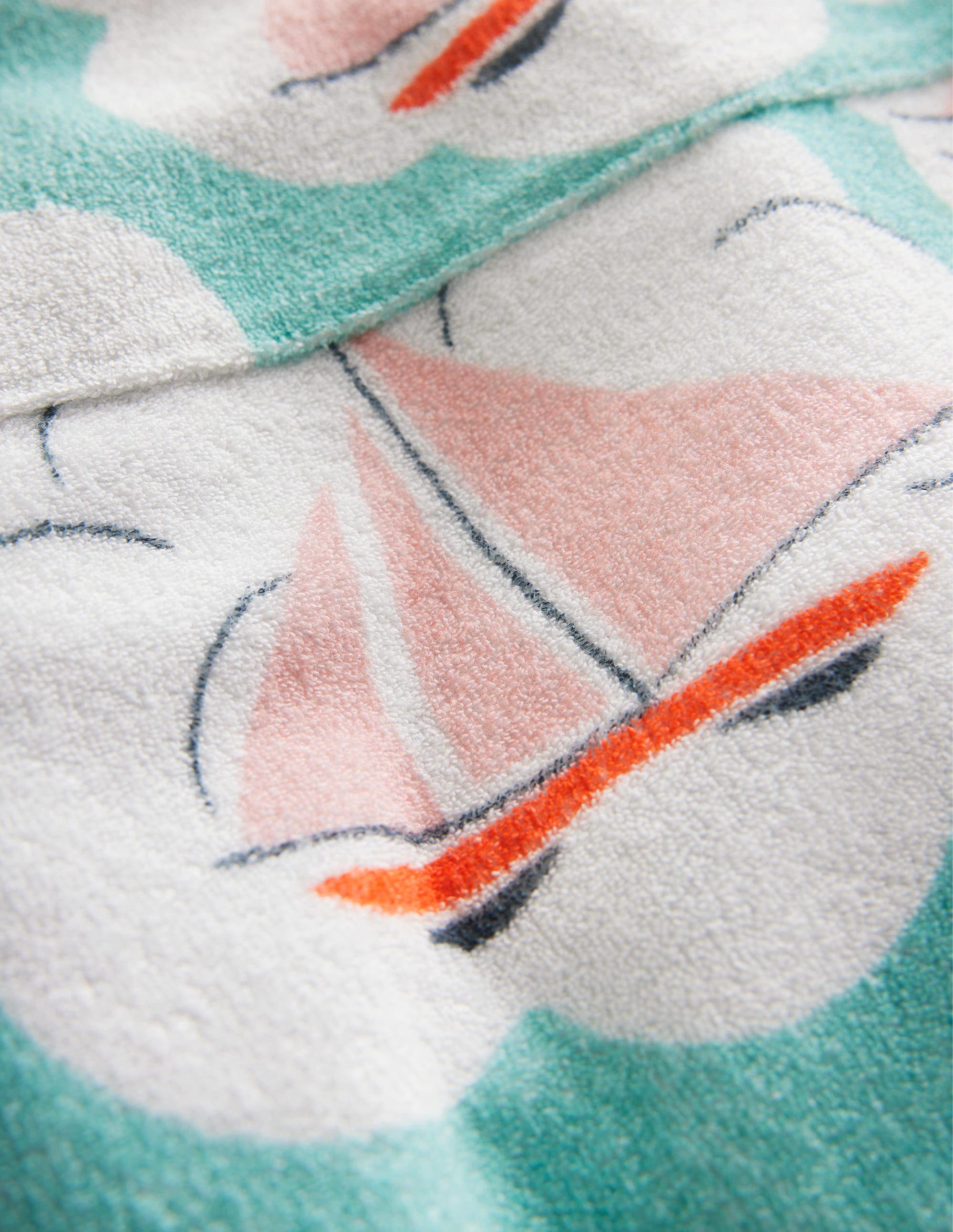 Pattern Towelling Beach Dress-Aqua Sea Blue Boats - Image 3