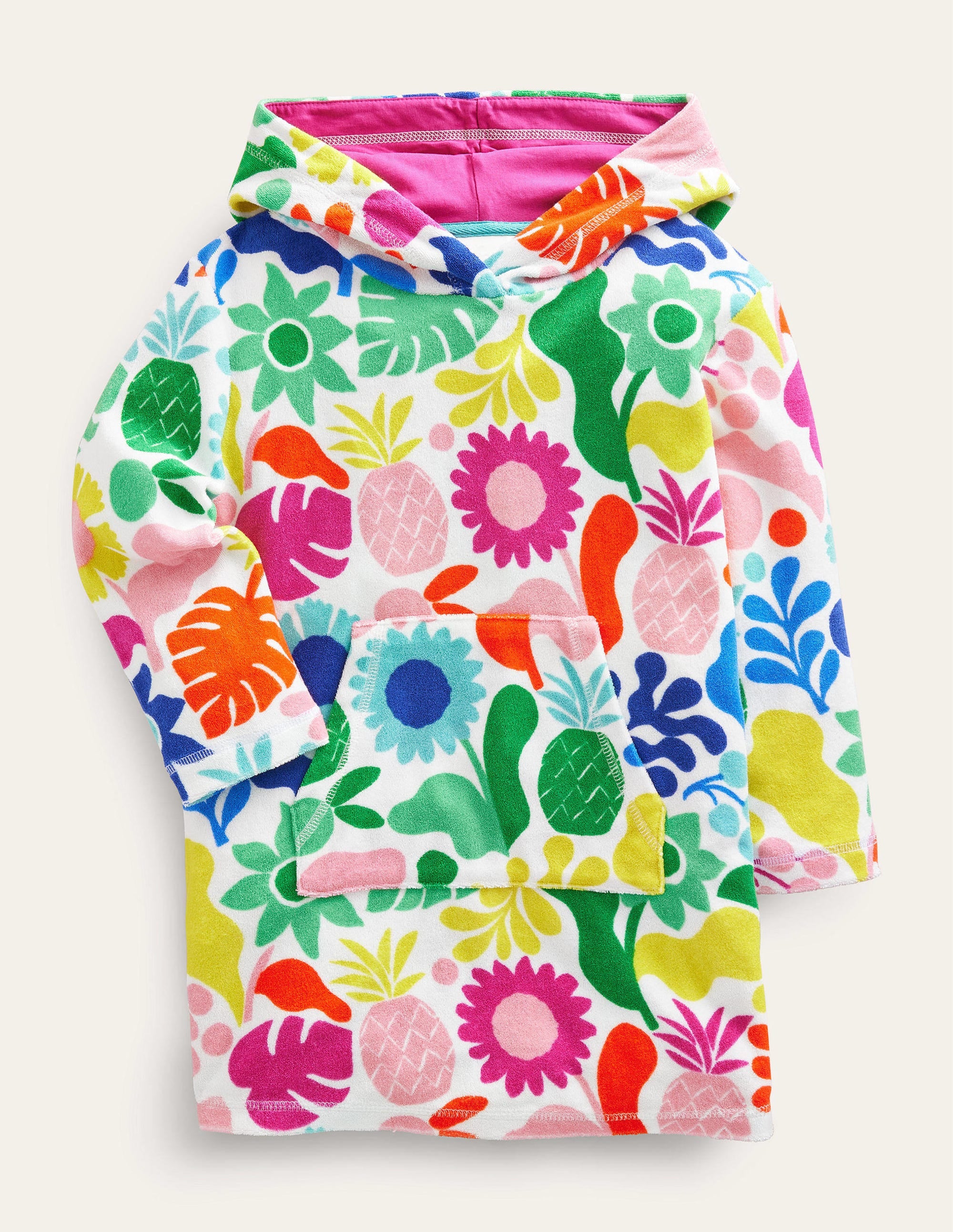 Pattern Towelling Beach Dress-Multi Holiday Foral - Image 1