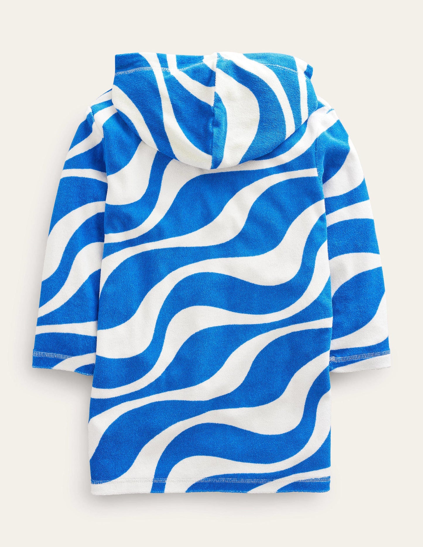 Pattern Towelling Beach Dress-Cabana Blue Waves