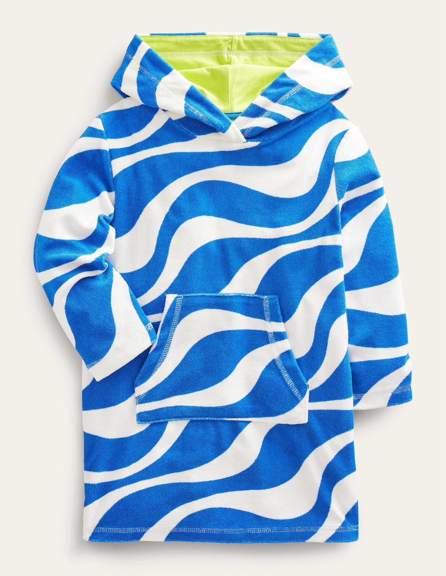 Pattern Towelling Beach Dress-Cabana Blue Waves