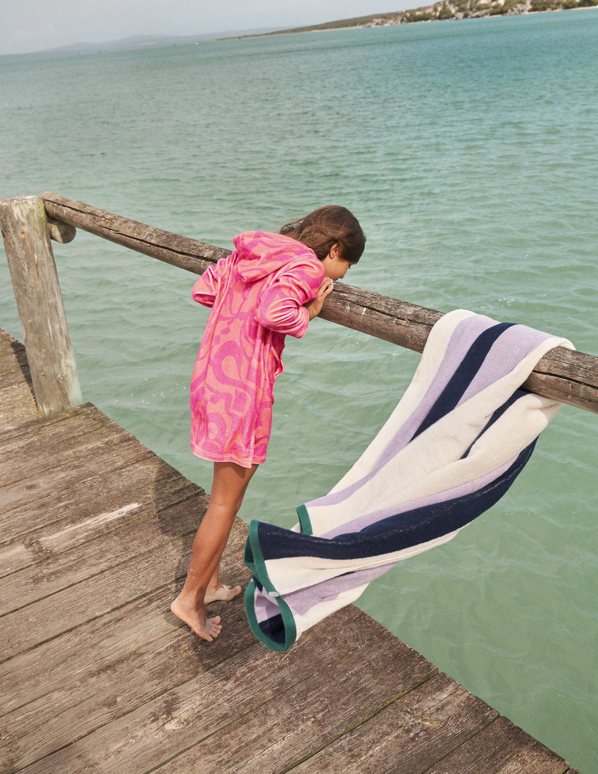 Pattern Towelling Beach Dress-Peach Punch Pink-4