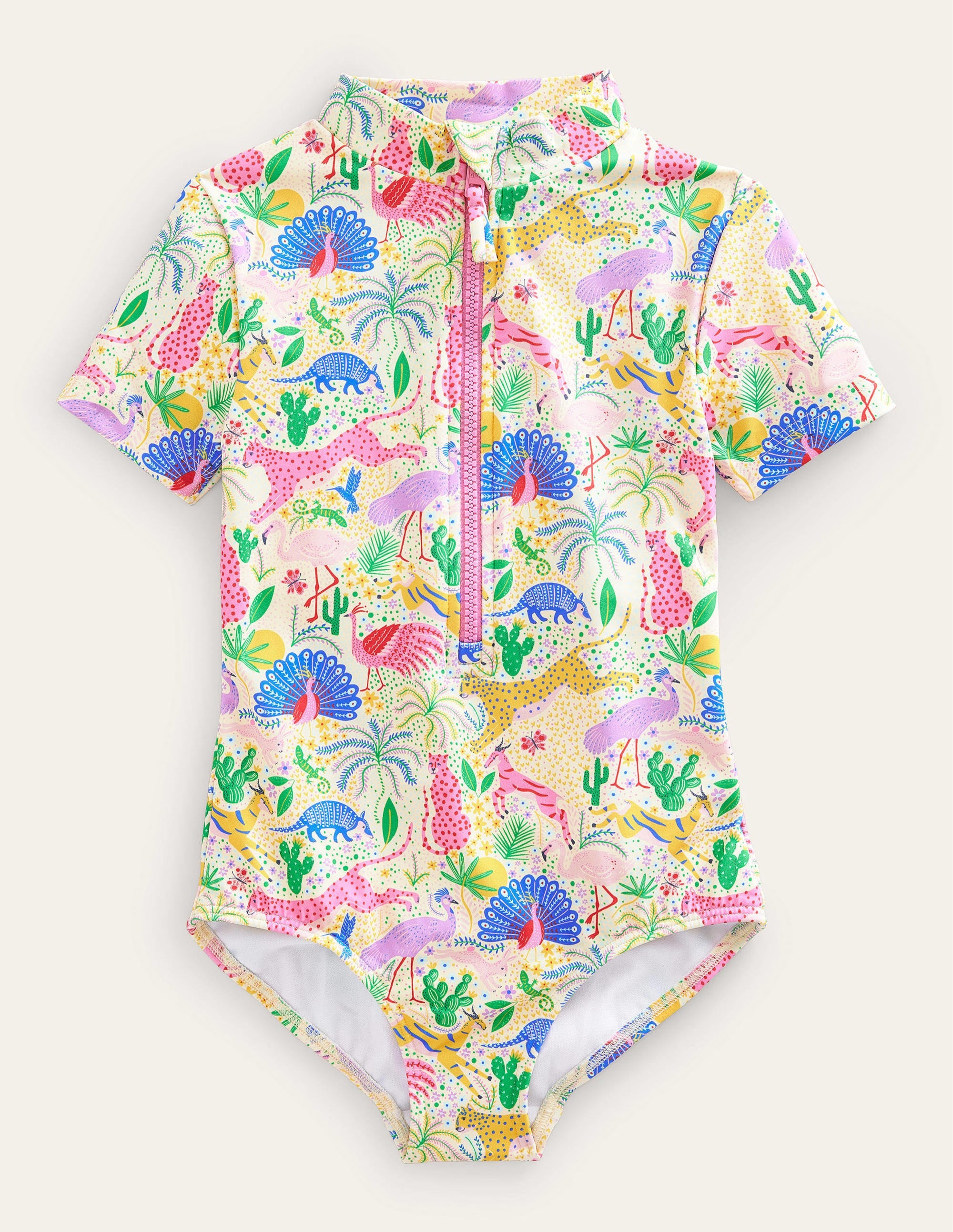 Short-sleeved Swimsuit-Multi Leopard Jungle - Image 1