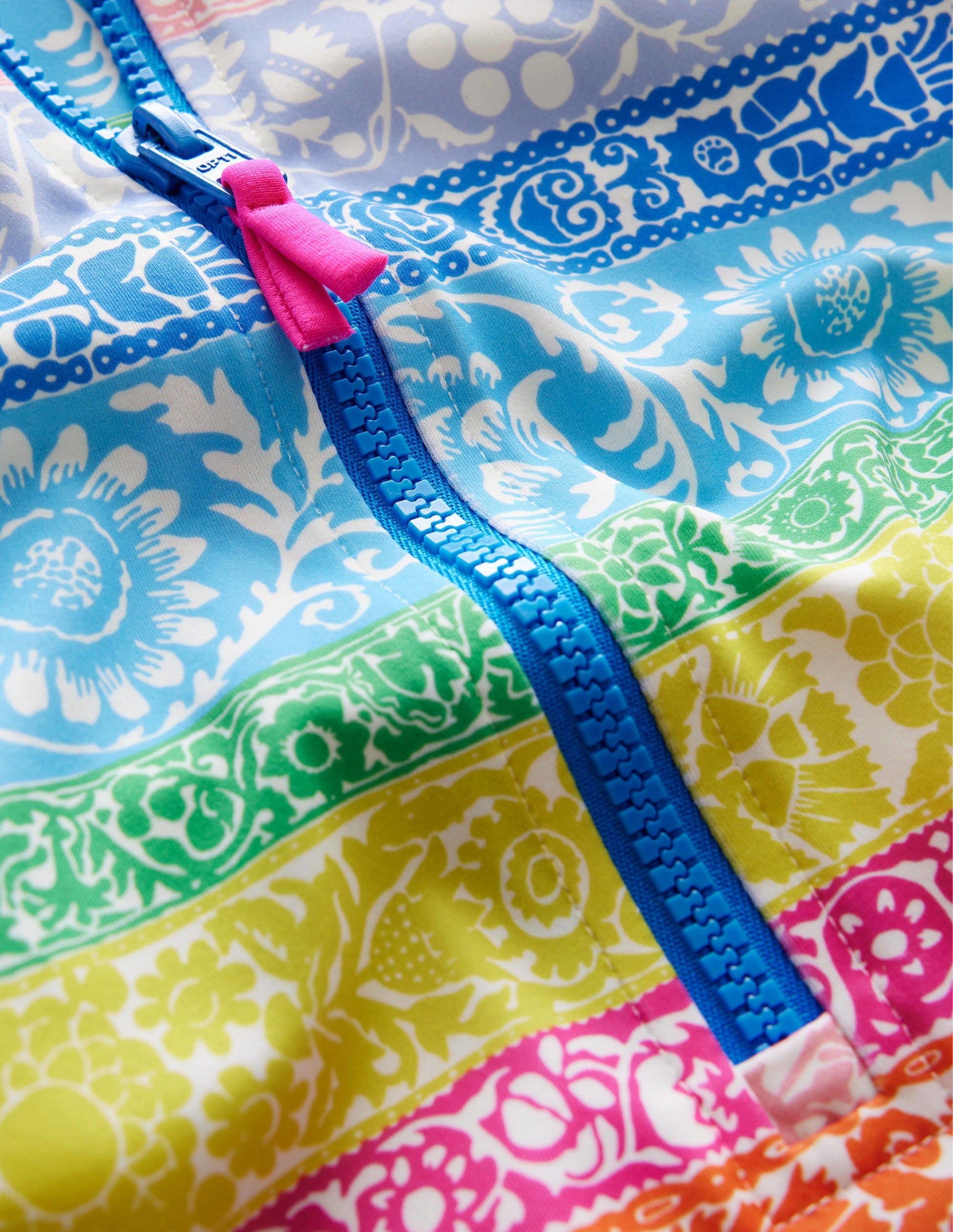 Short-sleeved Swimsuit-Ivory, Multi Wallpaper Stripe-3