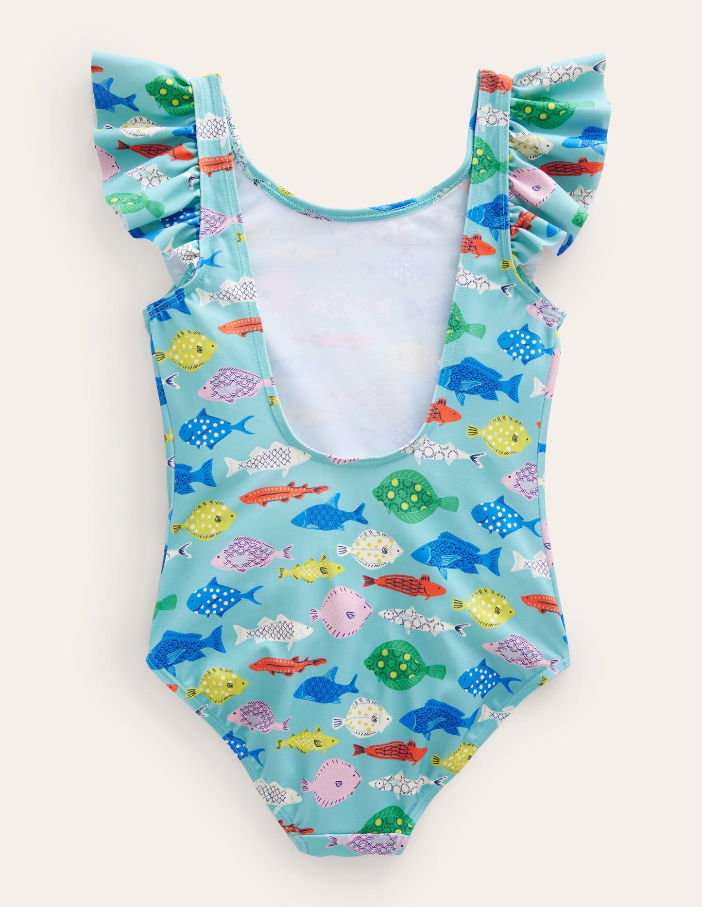 Flutter Sleeve Swimsuit-Aqua Sea Multi Fish