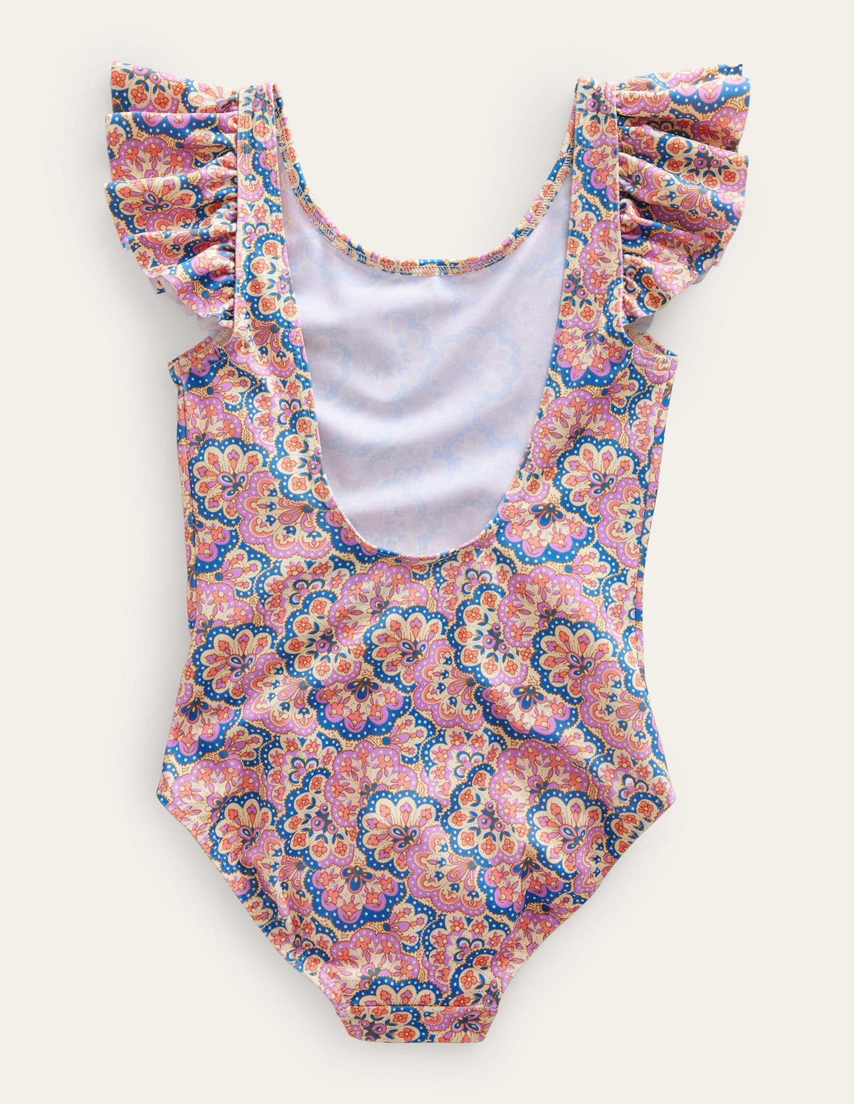 Flutter Sleeve Swimsuit-Lupin Peach Sorbet Paisley - Image 2